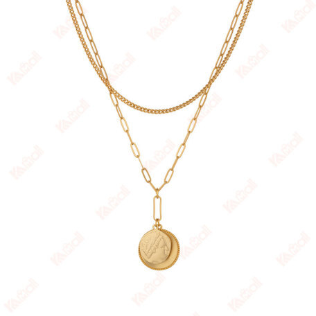 roman coin pendants necklaces bamboo chain